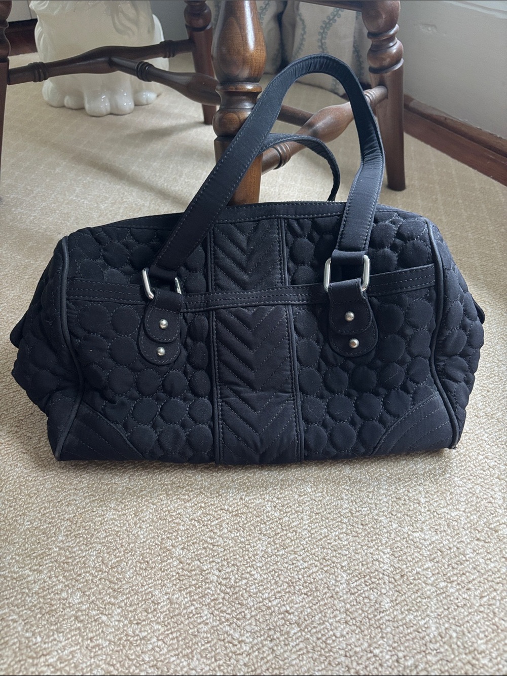 Vera Bradley Black Quilted Tote Satchel